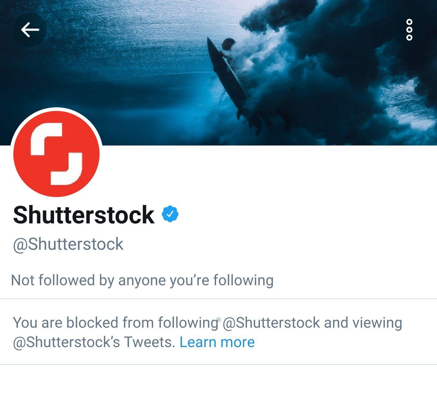 Screenshot of shutterstock blocking my account since I talk about their censorship in china
